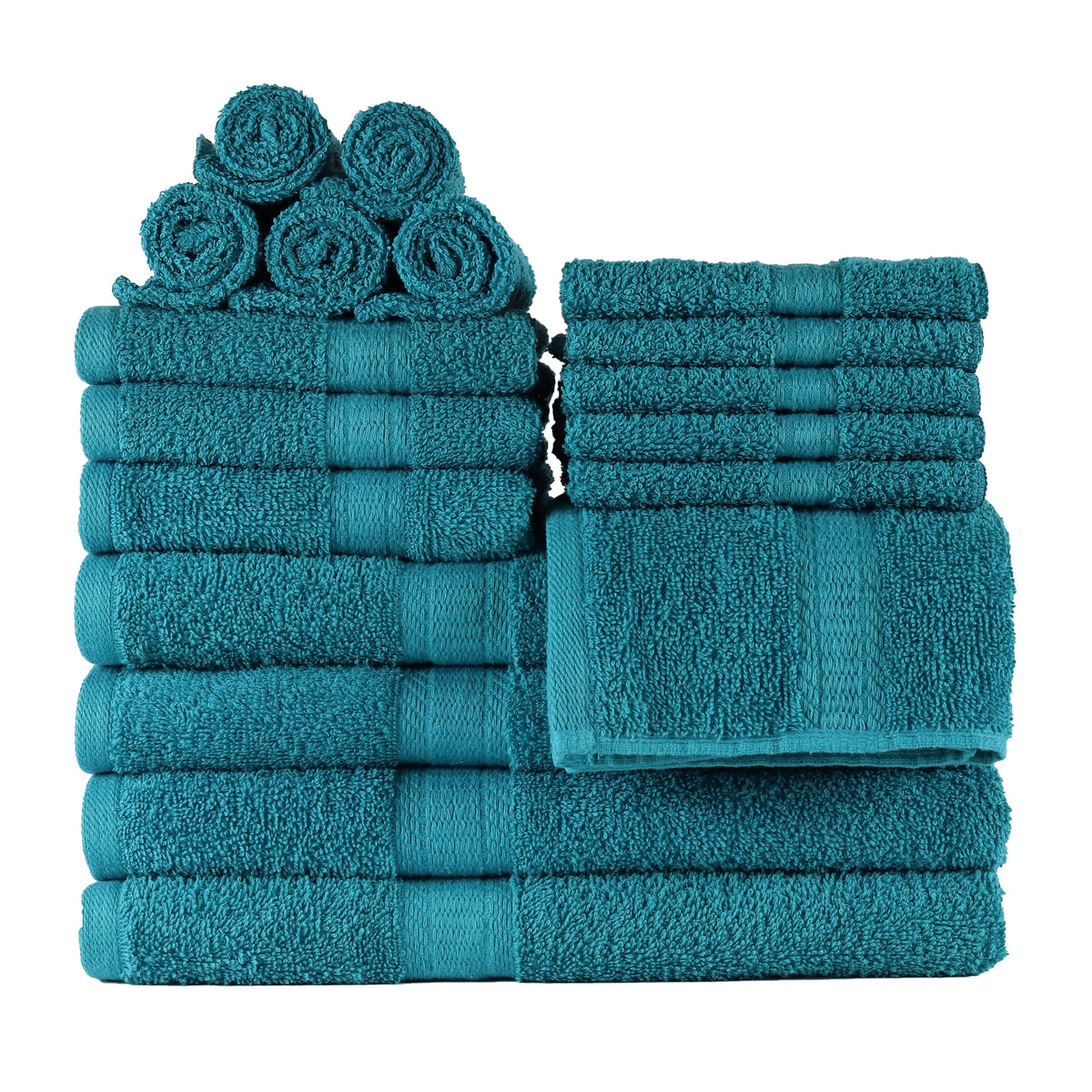 Pillar Home 18-Piece 100% Cotton Towel Set, Navy, 4 Bath Towels