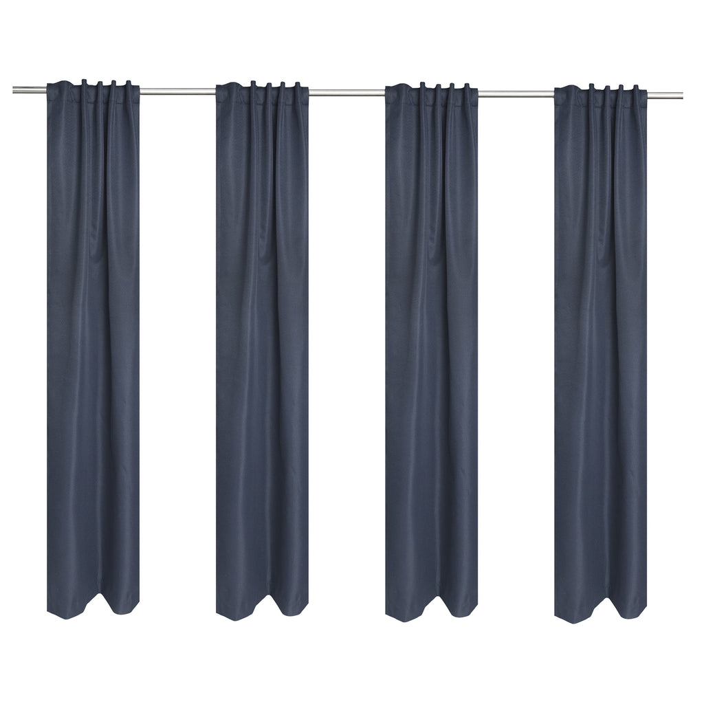 Pillar Home Solid Black Blackout Curtain Panel Set with Back Tabs - 4 Pack