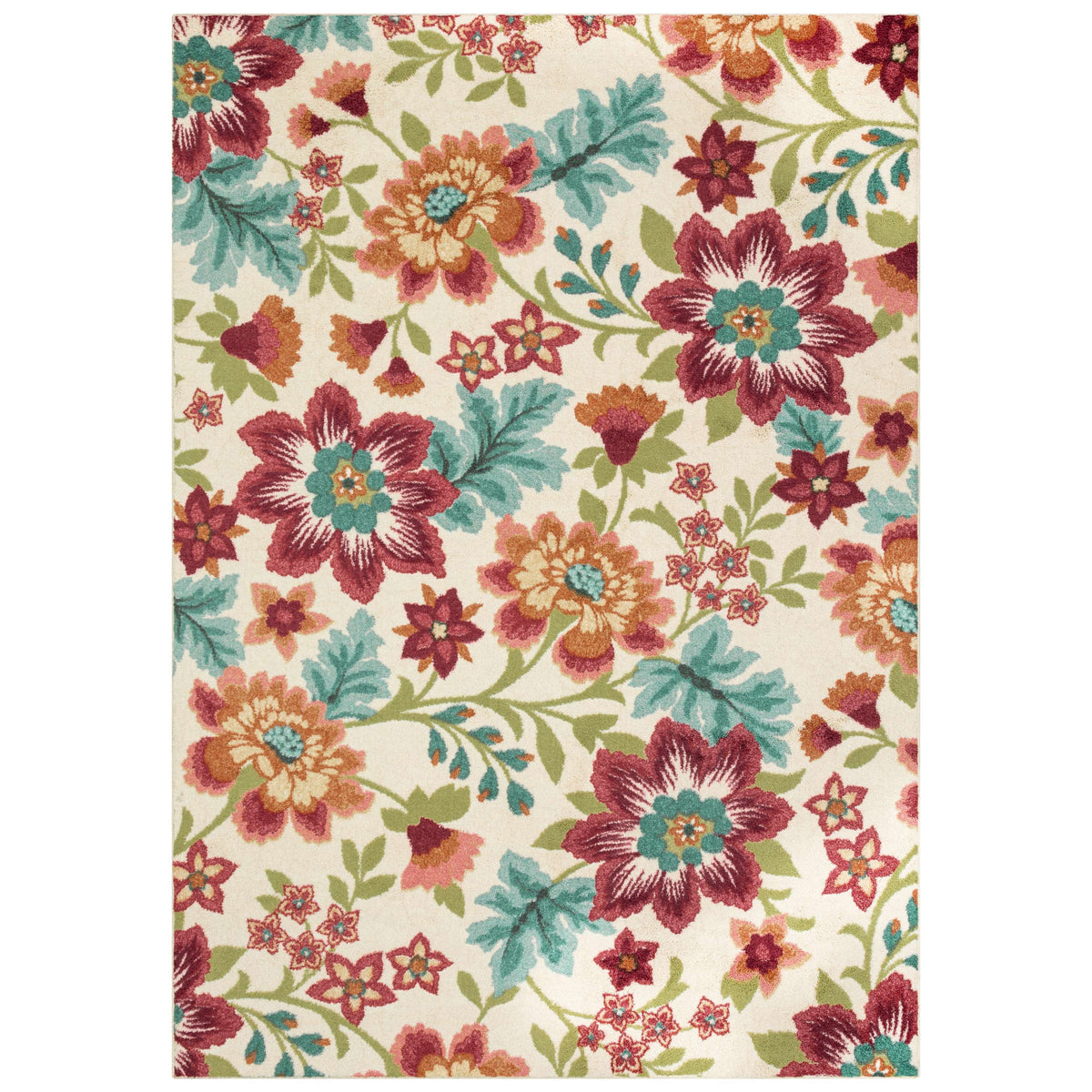 Pillar Home Oversized Floral Gray Multicolor Indoor Area Rug, 5 ft x 7 ft