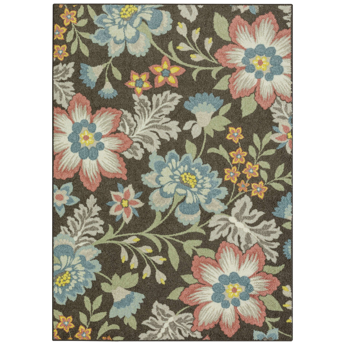 Mainstays Oversized Floral Gray Multicolor Indoor Area Rug, 5 ft x 7 ft
