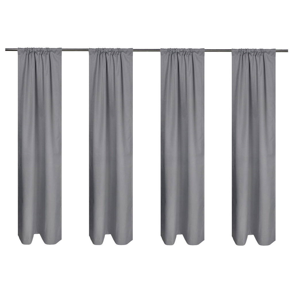 Pillar Home Solid Black Blackout Curtain Panel Set with Back Tabs - 4 Pack