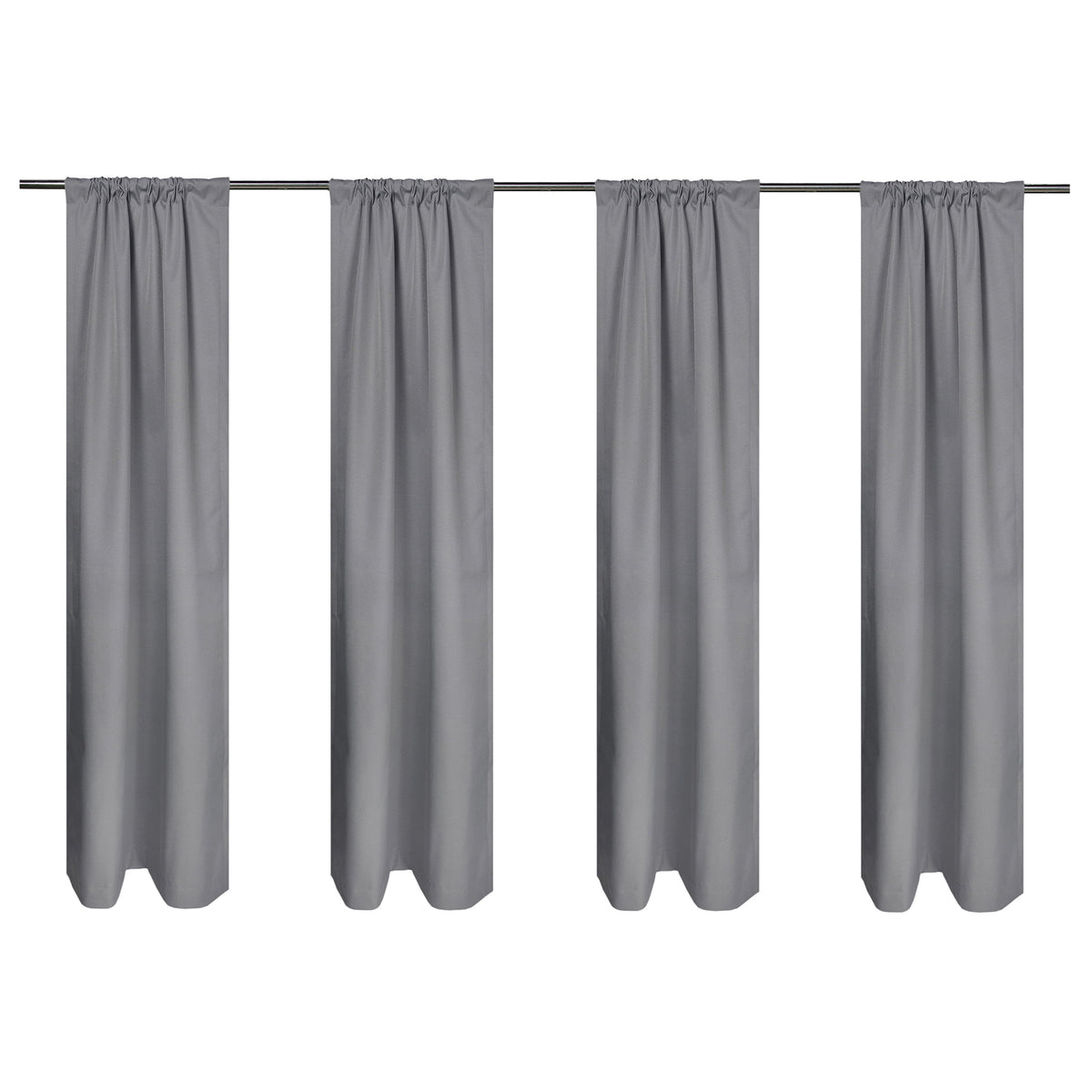 Pillar Home Solid Black Blackout Curtain Panel Set with Back Tabs - 4 Pack