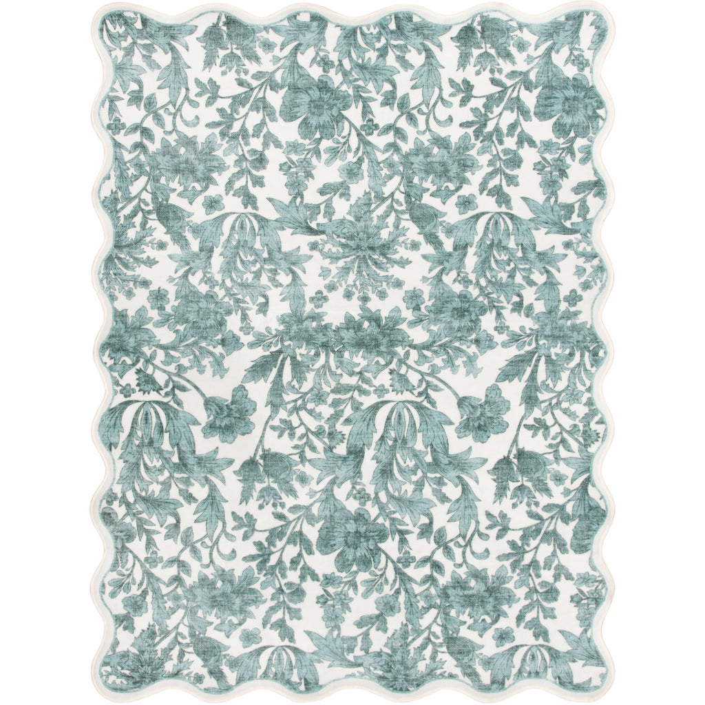 Pillar Home Pink Feather Faux Fur Scalloped Indoor Area Rug, 7 ft x 10 ft