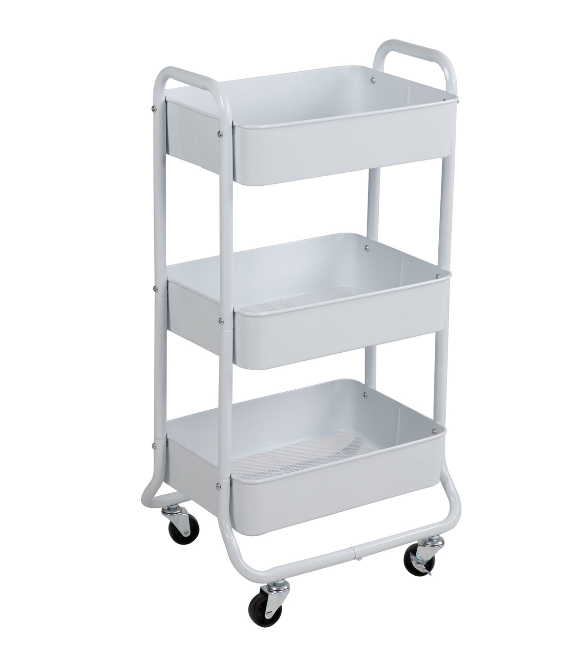 Mainstays 3-Tier Metal Laundry Cart, Arctic White, Rolling