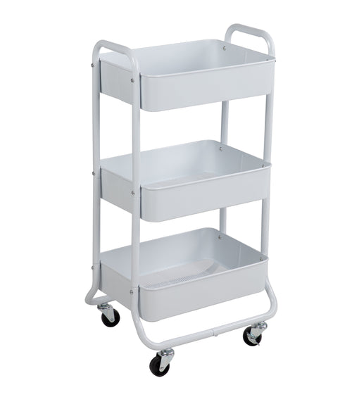 Mainstays 3-Tier Metal Laundry Cart, Arctic White, Rolling