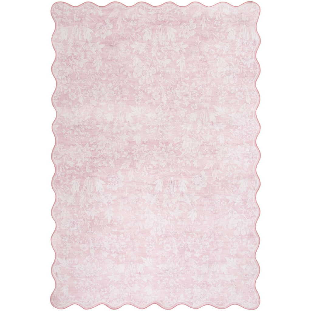 Mainstays Pink Feather Faux Fur Scalloped Indoor Area Rug, 7 ft x 10 ft