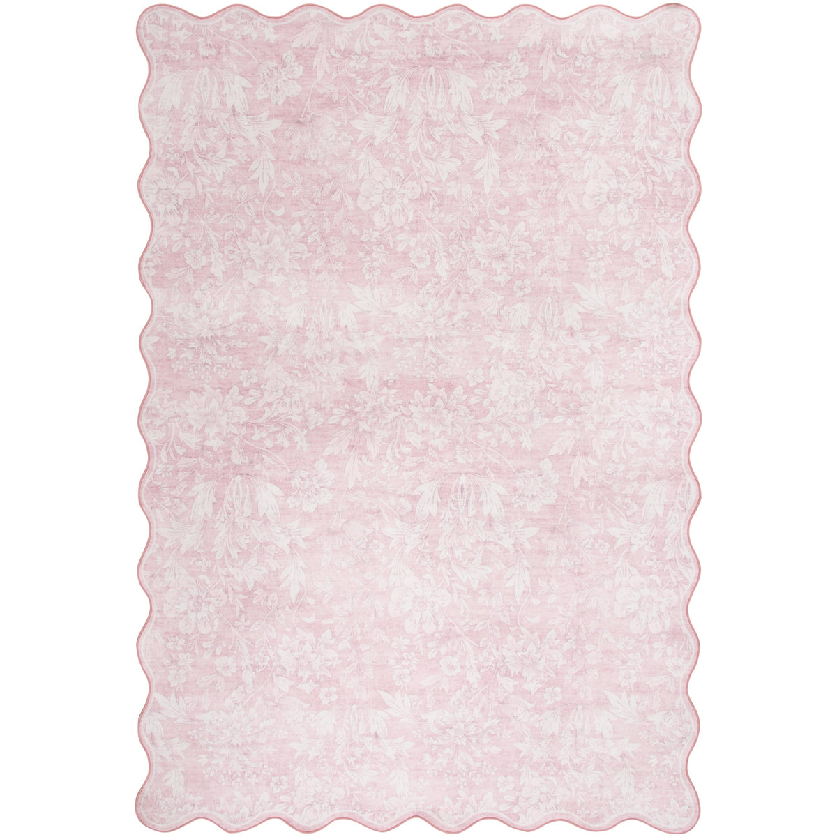 Mainstays Pink Feather Faux Fur Scalloped Indoor Area Rug, 7 ft x 10 ft