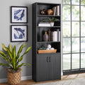 Mainstays 5 Shelf Bookcase with Doors, Black Finish