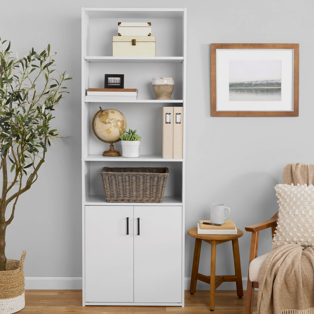 Pillar Home 5-Shelf Bookcase with Doors