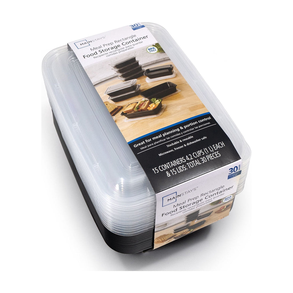 (2 pack) Mainstays 30-Piece (15 Containers + 15 Lids) Meal Prep, BPA-Free, Microwave and Dishwasher Safe