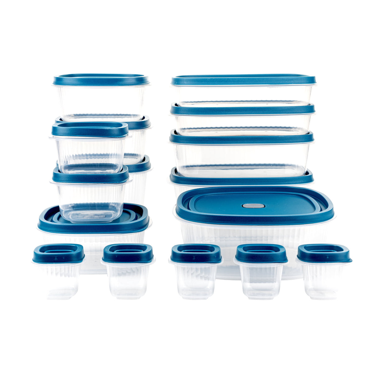 (2 pack) Mainstays Reusable Food Storage Containers Set, Plastic, Multi-Size, 34 Pieces, 17 Containers and 17 Lids