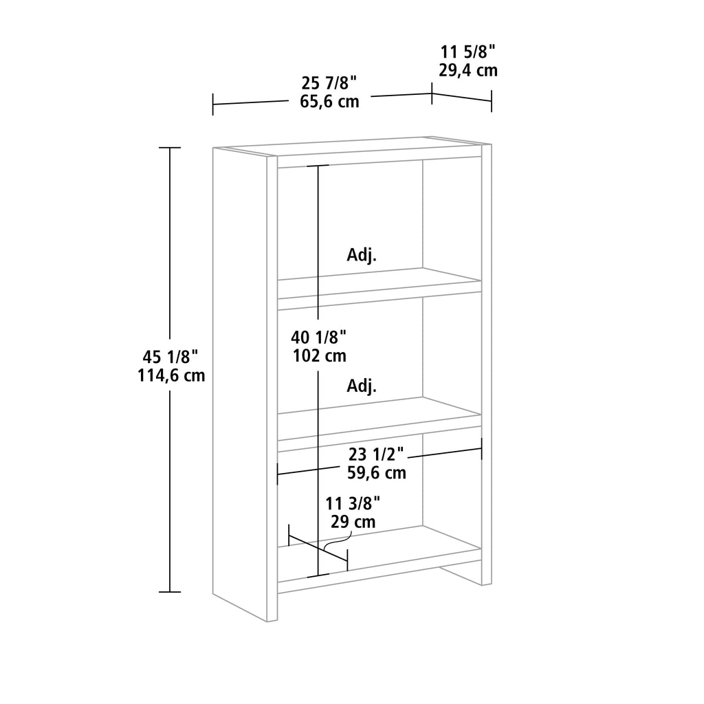Mainstays Westley 3-Shelf Bookcase, White Grain Finish