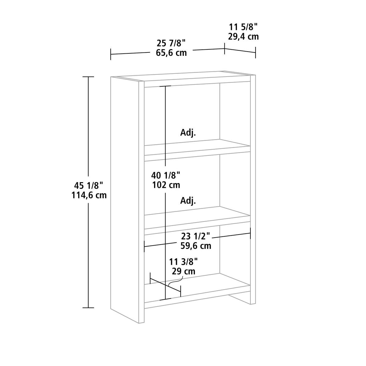 Mainstays Westley 3-Shelf Bookcase, White Grain Finish