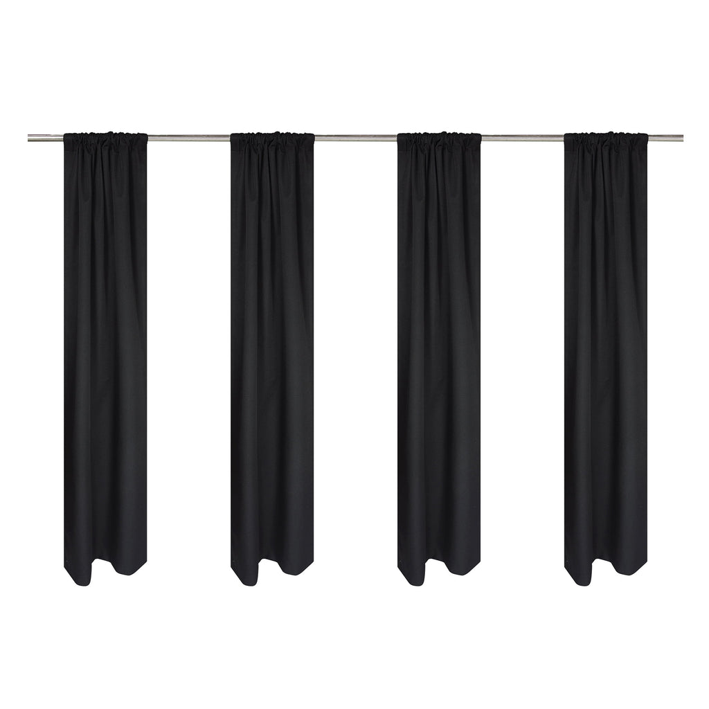 Mainstays Solid Black Blackout Curtain Panel Set with Back Tabs - 4 Pack, 30" x 63"