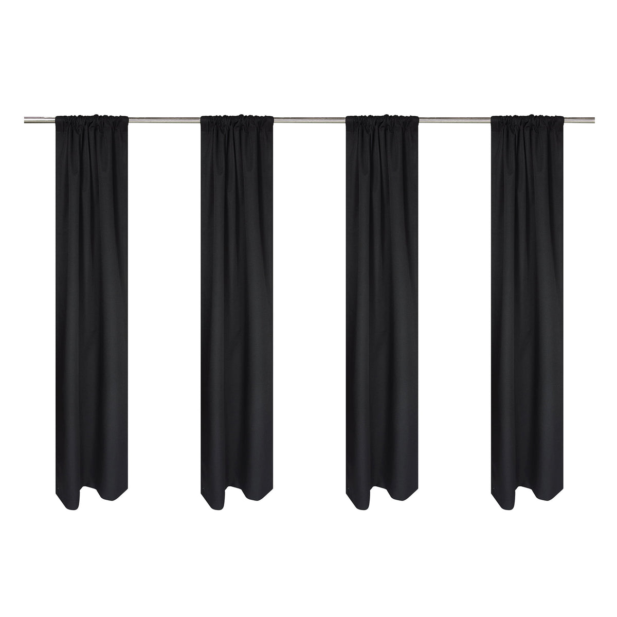 Mainstays Solid Black Blackout Curtain Panel Set with Back Tabs - 4 Pack, 30" x 63"