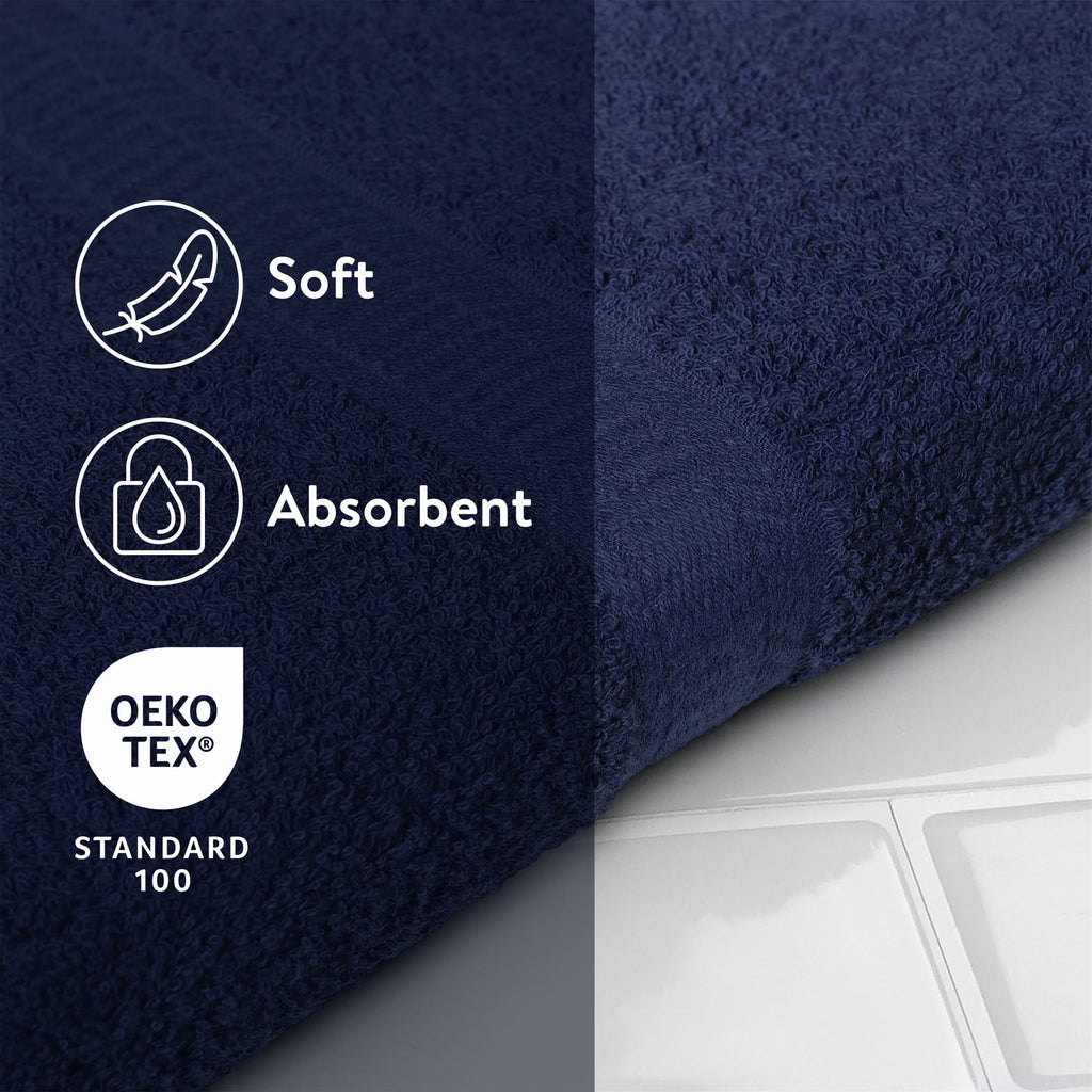 Mainstays 18-Piece 100% Cotton Towel Set, Navy, 4 Bath Towels, 4 Hand Towels, 10 Washcloths