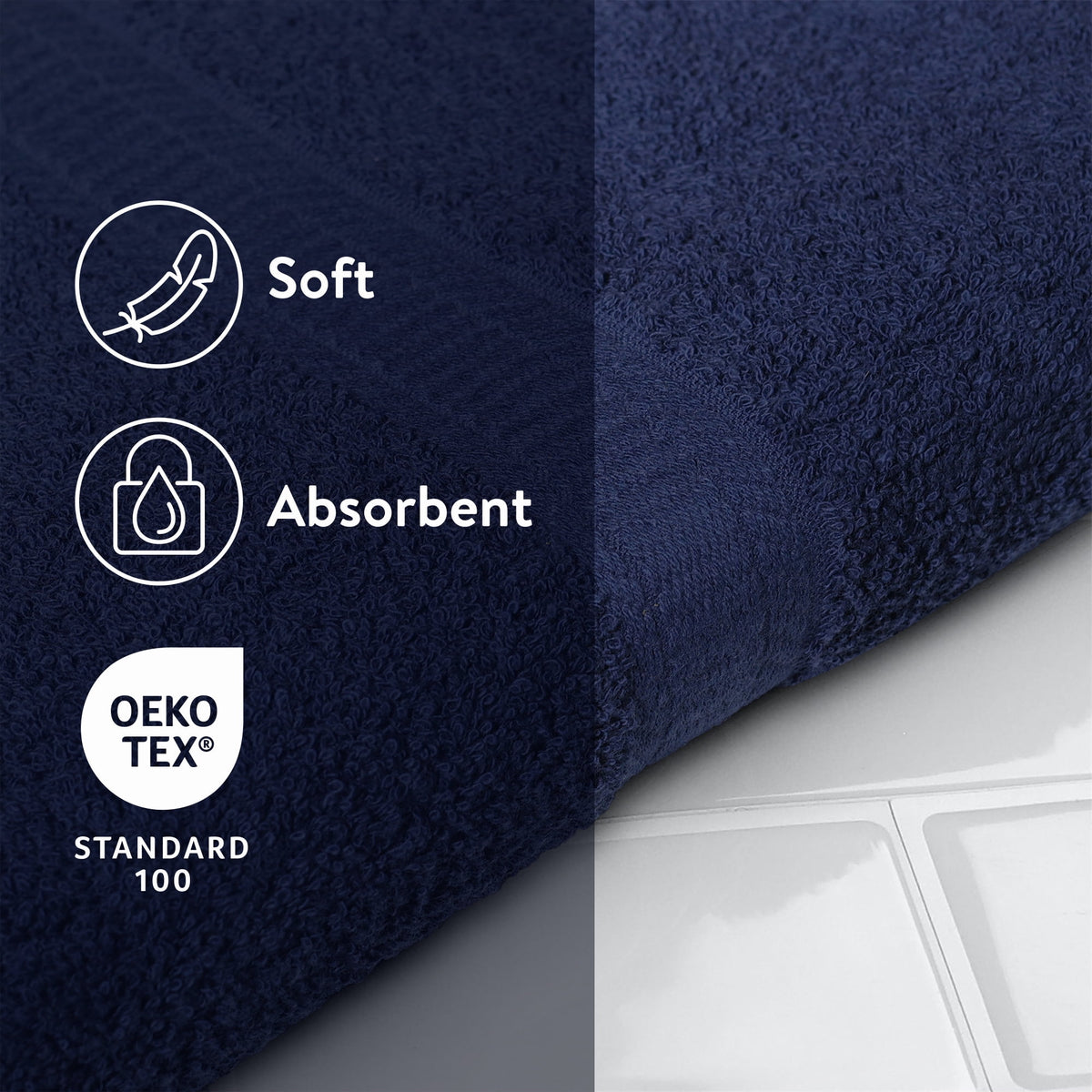 Mainstays 18-Piece 100% Cotton Towel Set, Navy, 4 Bath Towels, 4 Hand Towels, 10 Washcloths