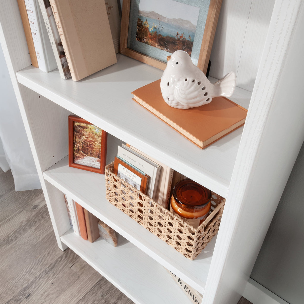 Mainstays Westley 3-Shelf Bookcase, White Grain Finish