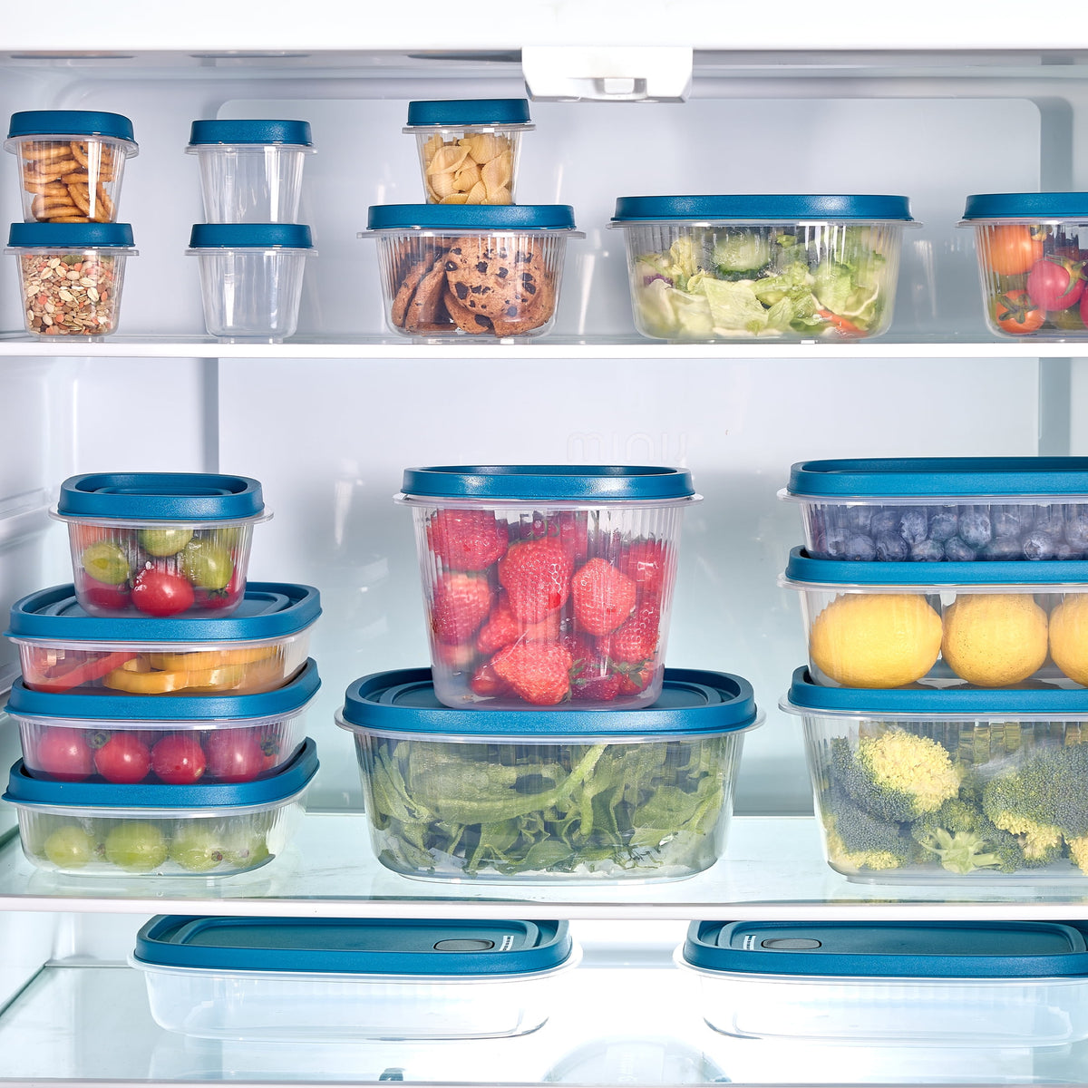 (2 pack) Mainstays Reusable Food Storage Containers Set, Plastic, Multi-Size, 34 Pieces, 17 Containers and 17 Lids
