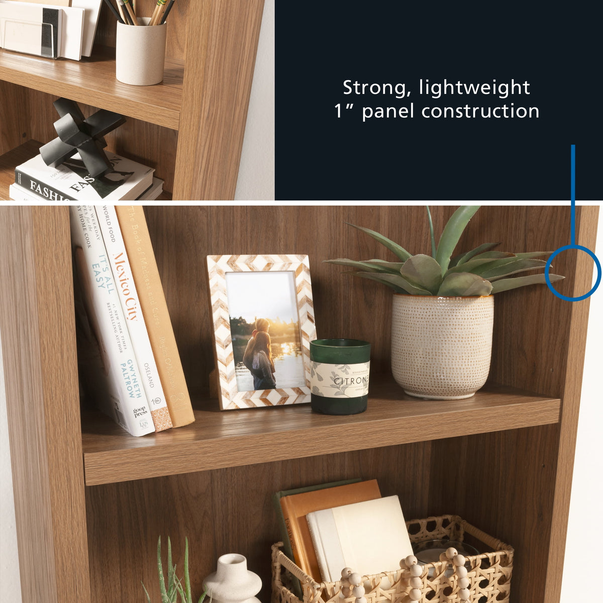 Mainstays Westley 5 Shelf Arch Bookcase, Warm Walnut Finish