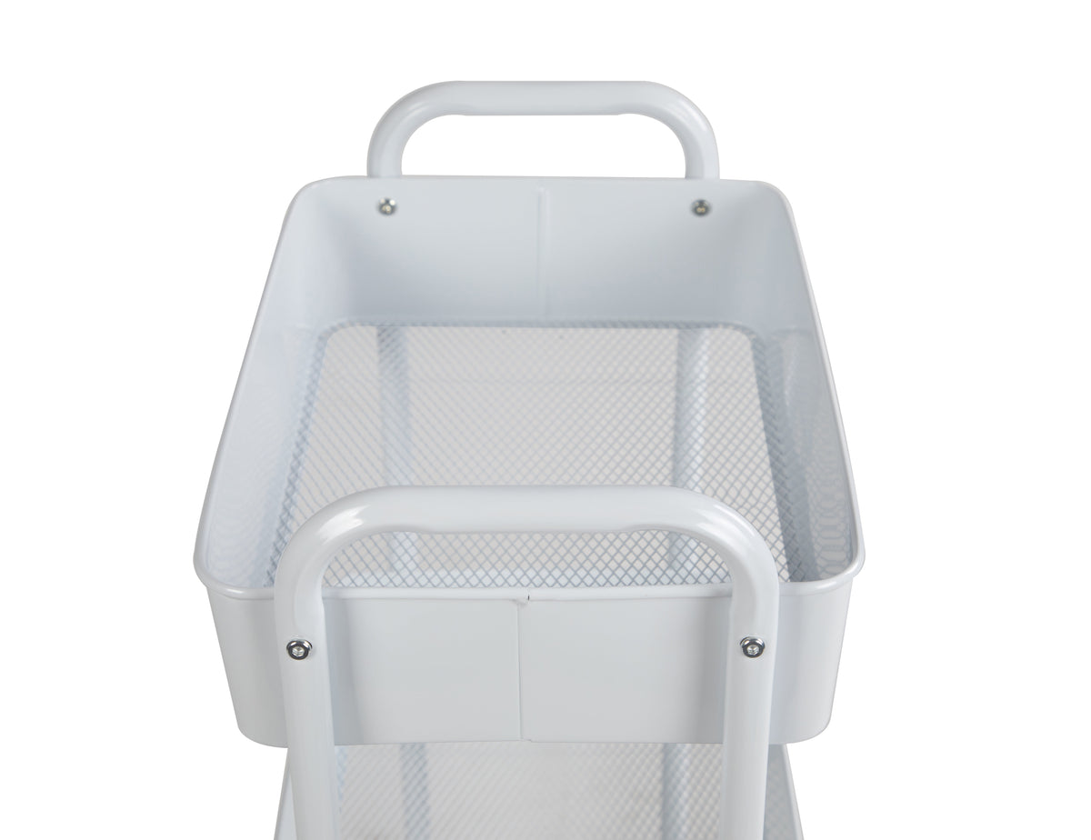Mainstays 3-Tier Metal Laundry Cart, Arctic White, Rolling