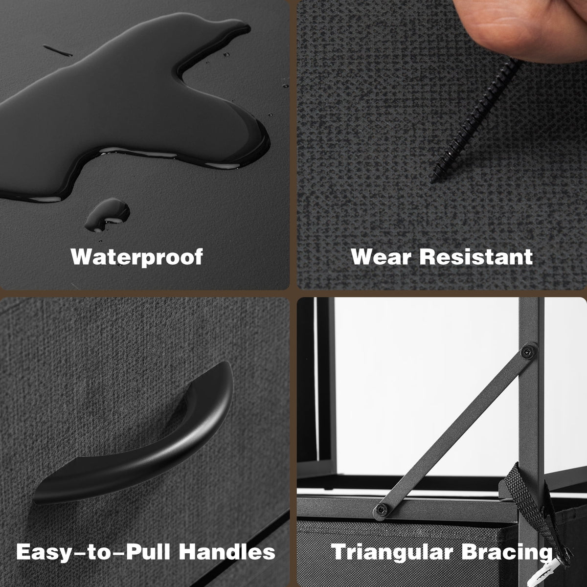 CONCETTA 9-Drawer Fabric Dresser Storage Chest for Bedroom, Closet, Storage Furniture for Adults, Black