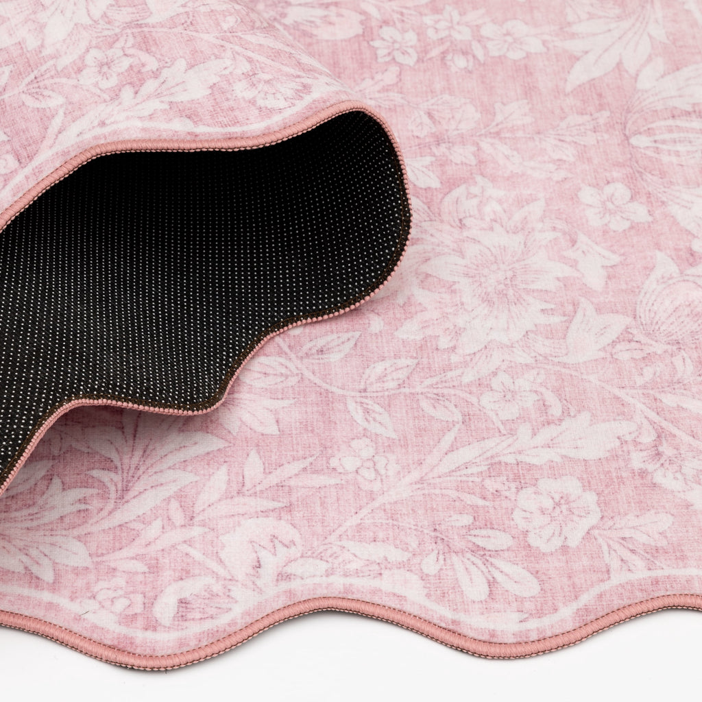 Mainstays Pink Feather Faux Fur Scalloped Indoor Area Rug, 7 ft x 10 ft