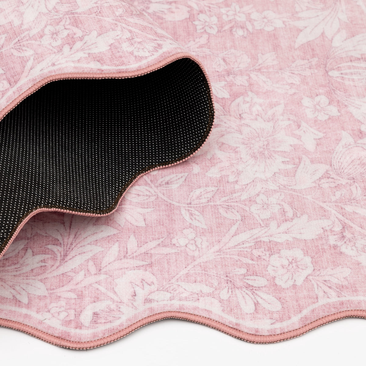 Mainstays Pink Feather Faux Fur Scalloped Indoor Area Rug, 7 ft x 10 ft