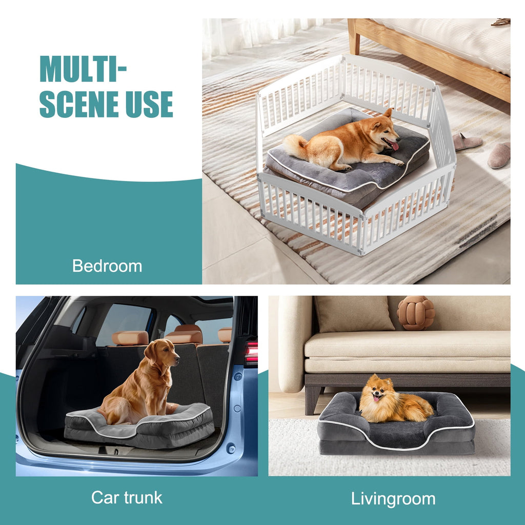 CONCETTA 42"x32" Orthopedic Dog Bed, XL Pet Sofa Bed with Egg Crate Foam Support, Machine Washable Cover, Gray