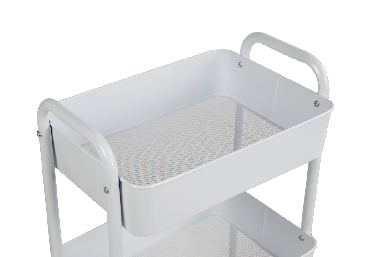 Mainstays 3-Tier Metal Laundry Cart, Arctic White, Rolling