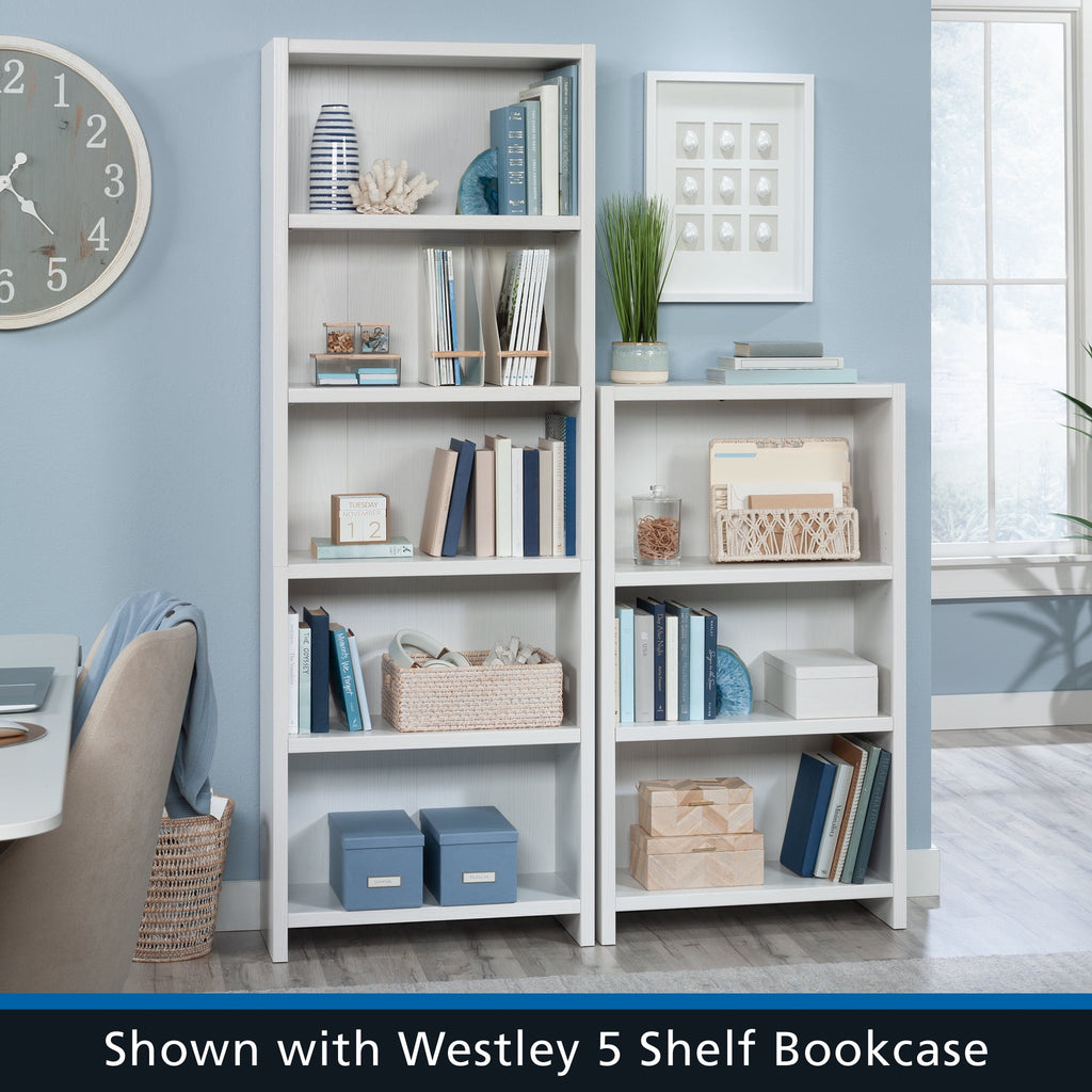 Mainstays Westley 3-Shelf Bookcase, White Grain Finish