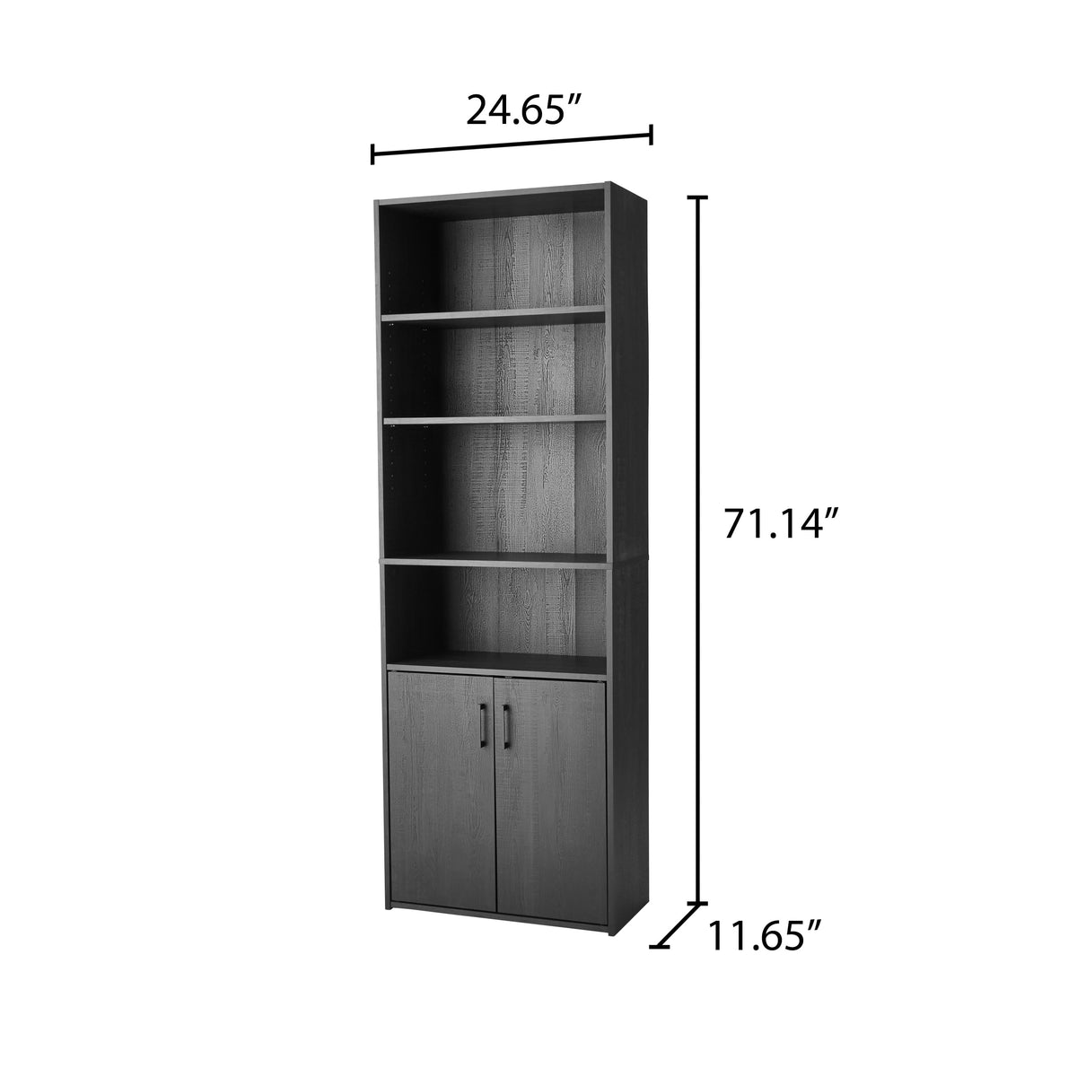 Mainstays 5 Shelf Bookcase with Doors, Black Finish
