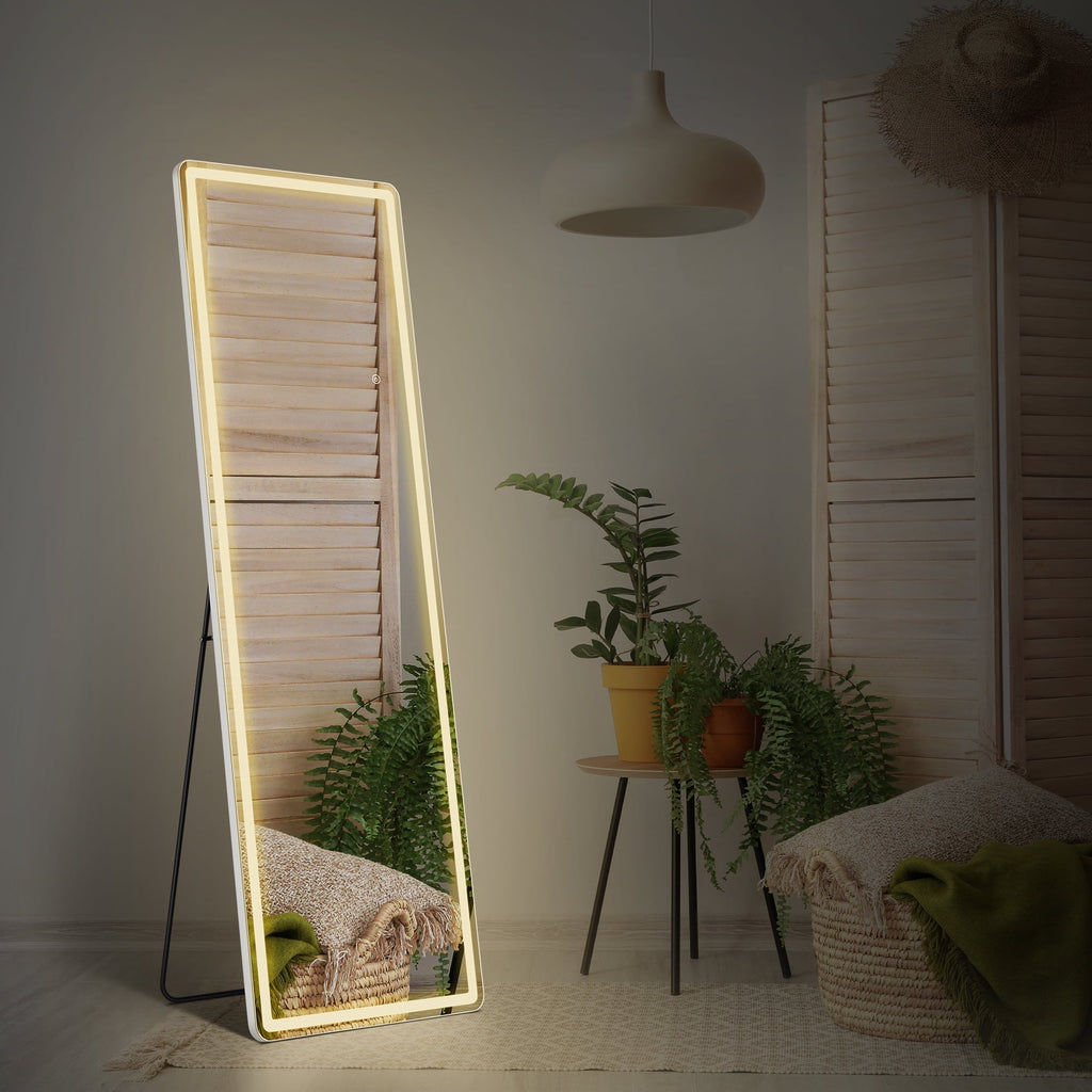 CONCETTA 64"x21" Rectangle LED Full Length Mirror, Full Body Standing Floor Mirror, 3 Color Modes for Bedroom, Cloakroom