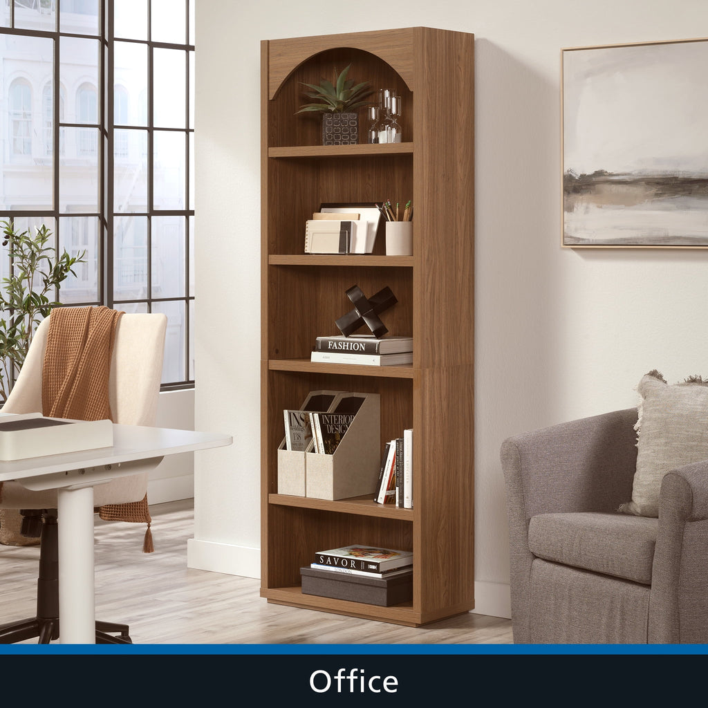Mainstays Westley 5 Shelf Arch Bookcase, Warm Walnut Finish