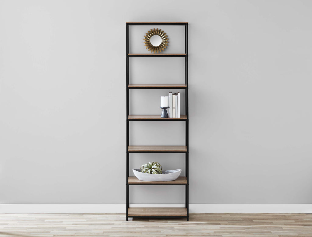 Mainstays Metal Frame 6-Shelf Bookcase, Brown/Black