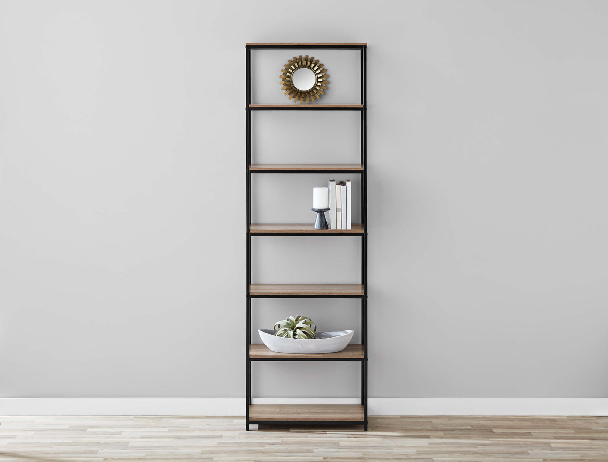 Mainstays Metal Frame 6-Shelf Bookcase, Brown/Black