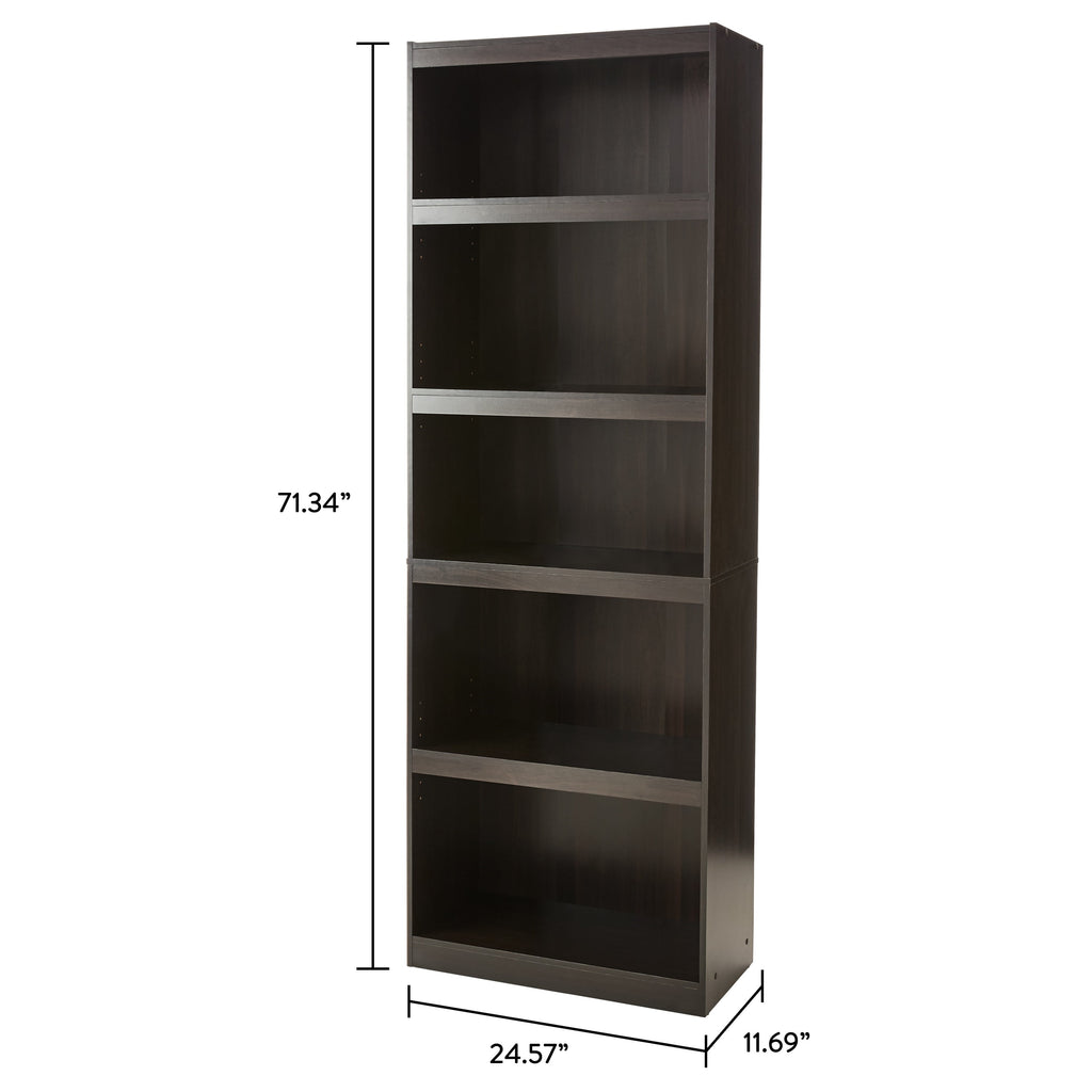 Mainstays Framed 5-Shelf Bookcase with Adjustable Shelves, Espresso